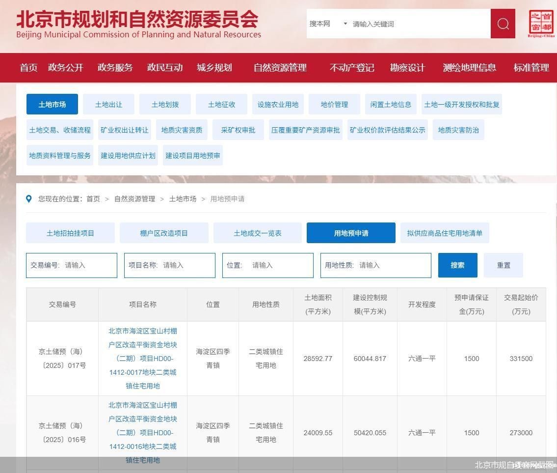 北京市规自委官网截图